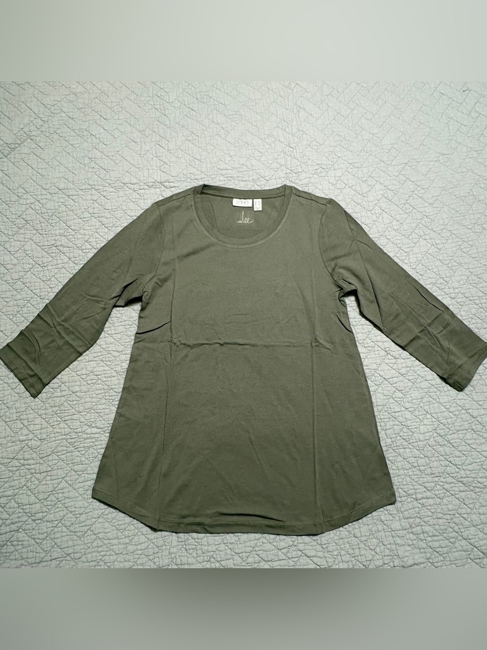 LOGO by Lori Goldstein the 3/4 Sleeve Shirt Green Top Size XXS / XX-Small